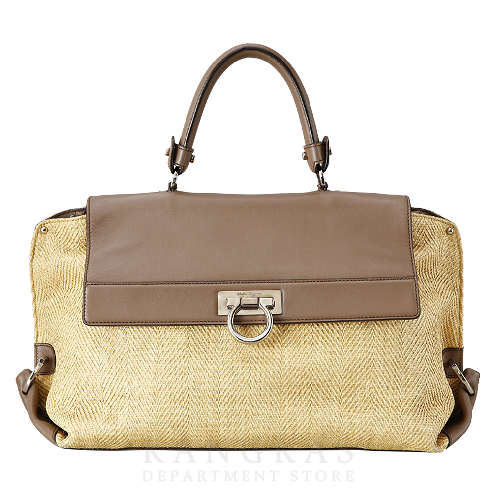 FERRAGAMO(USED)페레가모 간치니 라탄 플랩 토트겸 숄더백